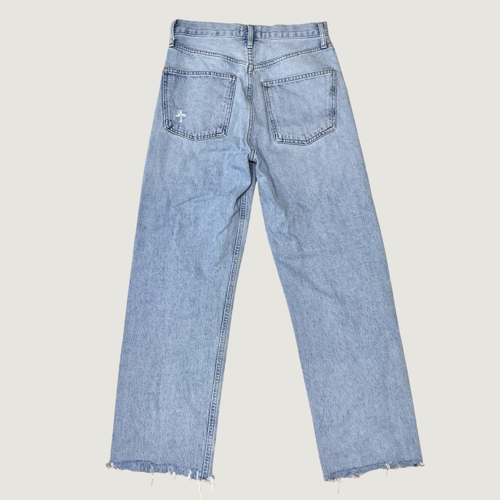 AGOLDE‎ 90s High Rise Straight Leg Crop Light Wash Raw Hem Jeans Size 23 - Picture 2 of 12
